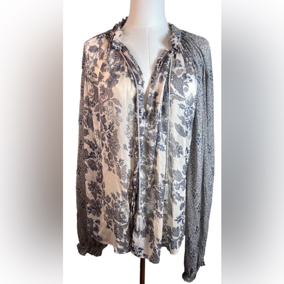 Free People Tops - Free People Long Sleeve Floral Print Cottagecore Top Size Large-Flowy Boho